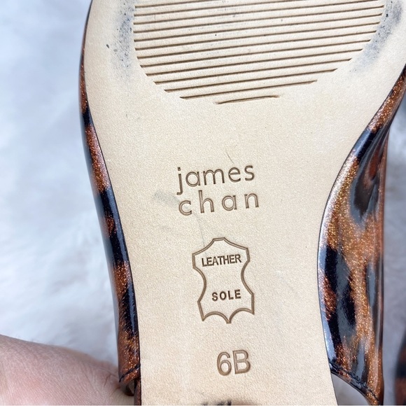 James Chan Animal Print Pointed Toe Leather Slingback Flats 6 NWOB - Picture 7 of 9